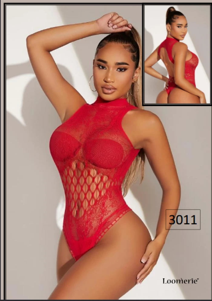 #3011 - Şıklığı ve Konforu Buluşturan Loomerie 3011 Kadın Vücut Çorabı-Kırmızı